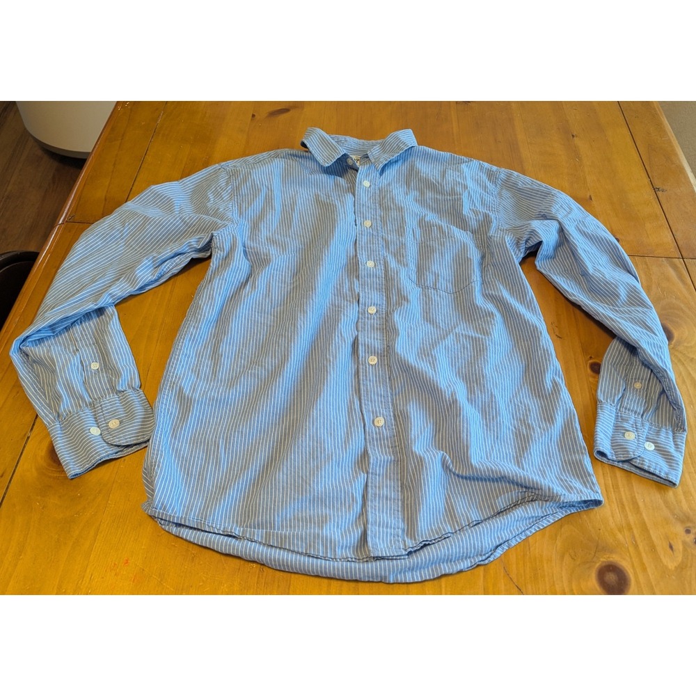 Vintage Aeropostale Mens Blue White Long Sleeve Button‎ Down Shirt Medium Cotton